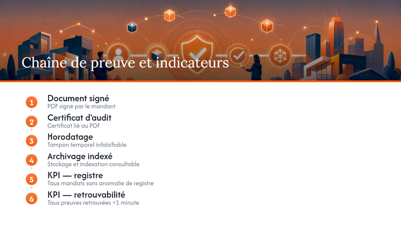 Chaîne de preuve et indicateurs de contrôle